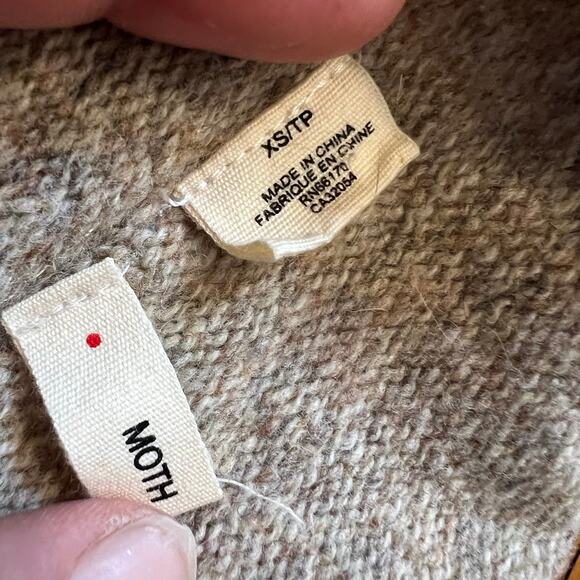 Anthropologie Moth Sweater Womens XS Tiered Peplum Ruffle Button Wool Blend - Picture 6 of 7